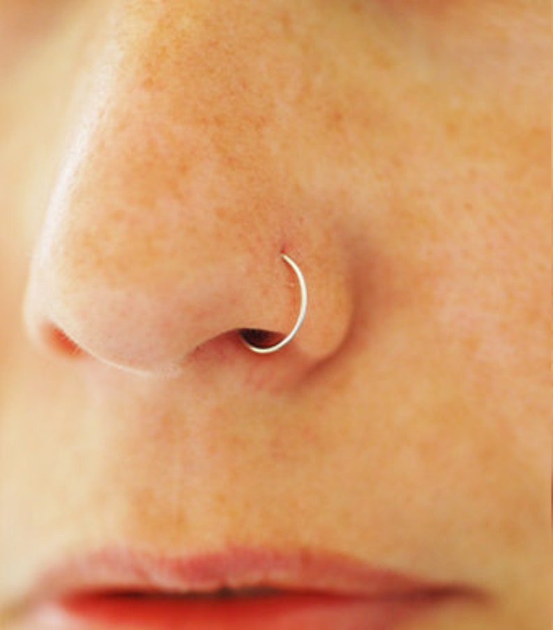 Small gold nose ring, 22 GAUGE, silver nose ring, 14k gold nose ring, gold filledvnose ring, simple small tiny hoop image 5