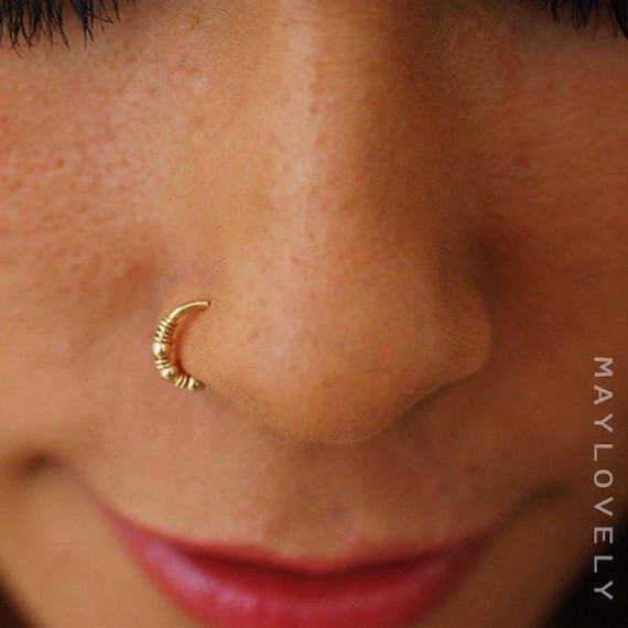 LUCKYJEWUS 14k Rose Gold Nose Ring Hoop for Women - Rose Gold, India | Ubuy