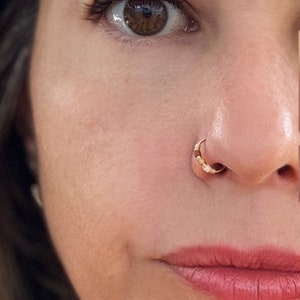 Boho Nose Ring, Snug Nose Hoop, Beaded Dainty Earth Tones Nose Hoop, Snug Septum Hoop Cartilage Earring, 20G 22G 24G Tragus Helix HandMade