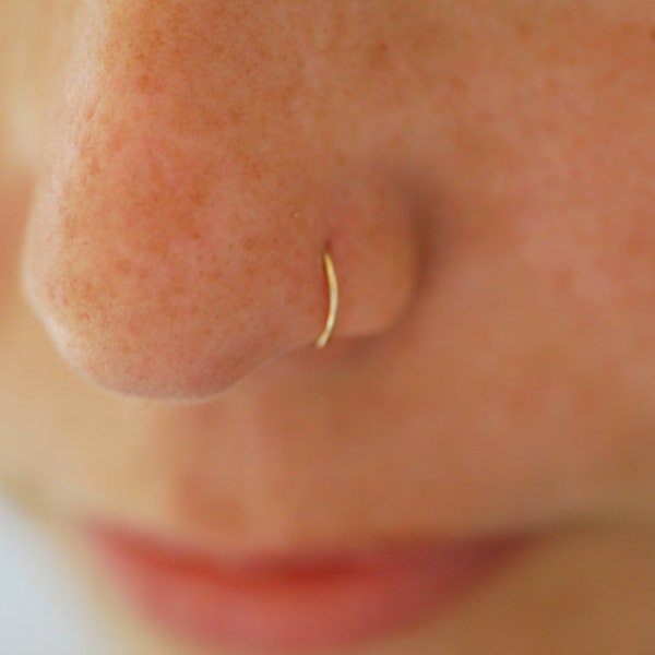 14k Gold Filled Nose Hoop, 22 Gauge, Tiny Cartilage Earring
