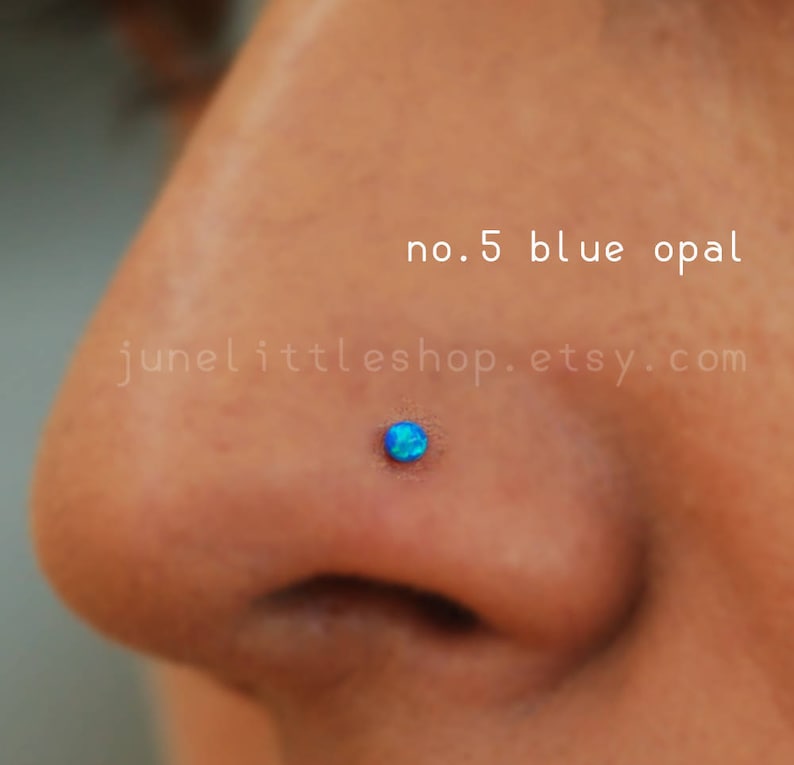 Tiny opal nose stud,Gold Nose Stud,nose stud gold,small nose stud,22g nose stud,thin nose stud,gold nose stud,nose stud green opal,nose stud image 1