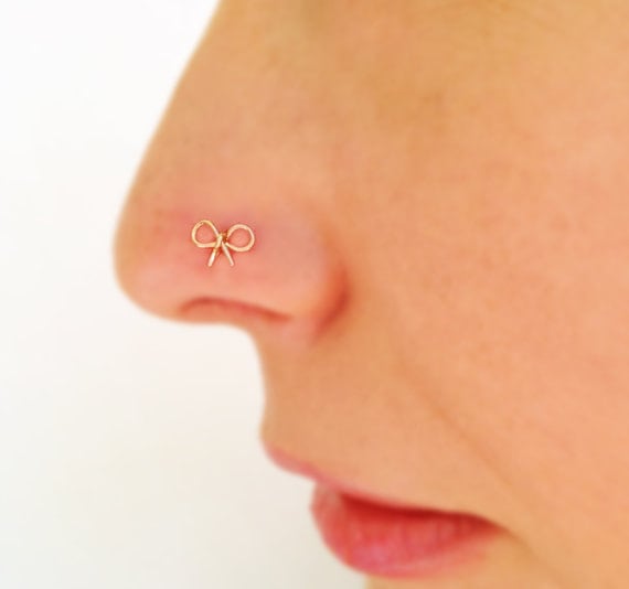 Nose Earring Bow Stud Silver Nose Earring Nose Ring Gold