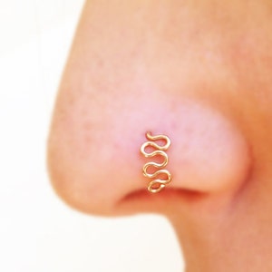 Nose stud earring, nose hoop earring, tiny thin hoop, gold indian nose stud, snake stud earring, gold nose ring, body jewelry