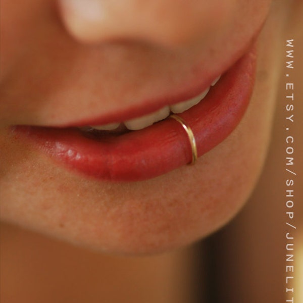 Fake lip piercing, Fake Lip Ring, Lip Cuff, Gold Lip Hoop, Delicate lip ring, Faux lip ring, Gold Lip jewelry, gold lip ring,  Tiny lip ring