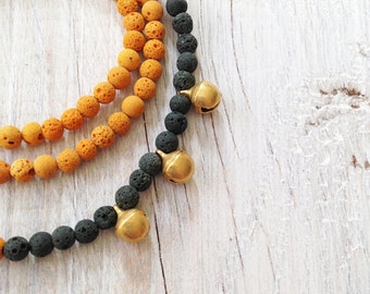 Gold necklace, statement necklace fine jewelry, Mustard yellow necklace, Black Necklace, Black Beaded Necklace, gold brass necklace