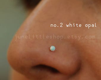 White opal nose stud,Nose stud opal, Mini Tiny Silver Nose Stud,Tiny gold Nose Stud,Silver Nose Stud,gold Nose Stud, pink opal