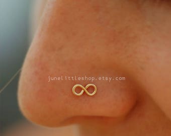 Iinfinity Nose Stud, Nose Ring,Cartilage Earring 14K Gold filled silver sterling nose ring