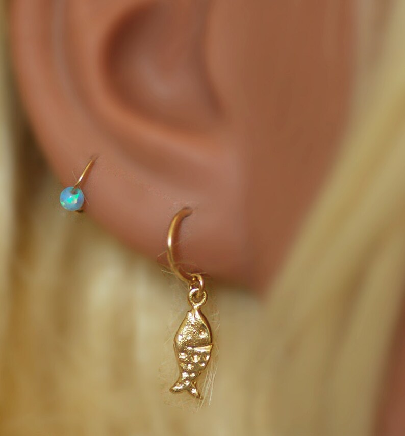 Tiny fish cartilage Earring tragus Cartilage Hoop Earring In gold tribal cartilage earring extra small hoop tiny gold hoops