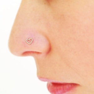 Tiny nose stud, Small Nose Stud Earring, 14k Gold Filled Heart Earring, Heart Tragus, Cartilage Earring, Silver sterling nose ring