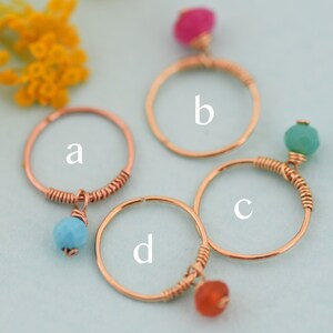 Knorpel Ohrring, Draht gewickelt Helix Hoop, Helix Schmuck, Gold Tragus Ohrring, Stein Hoop Ohrring