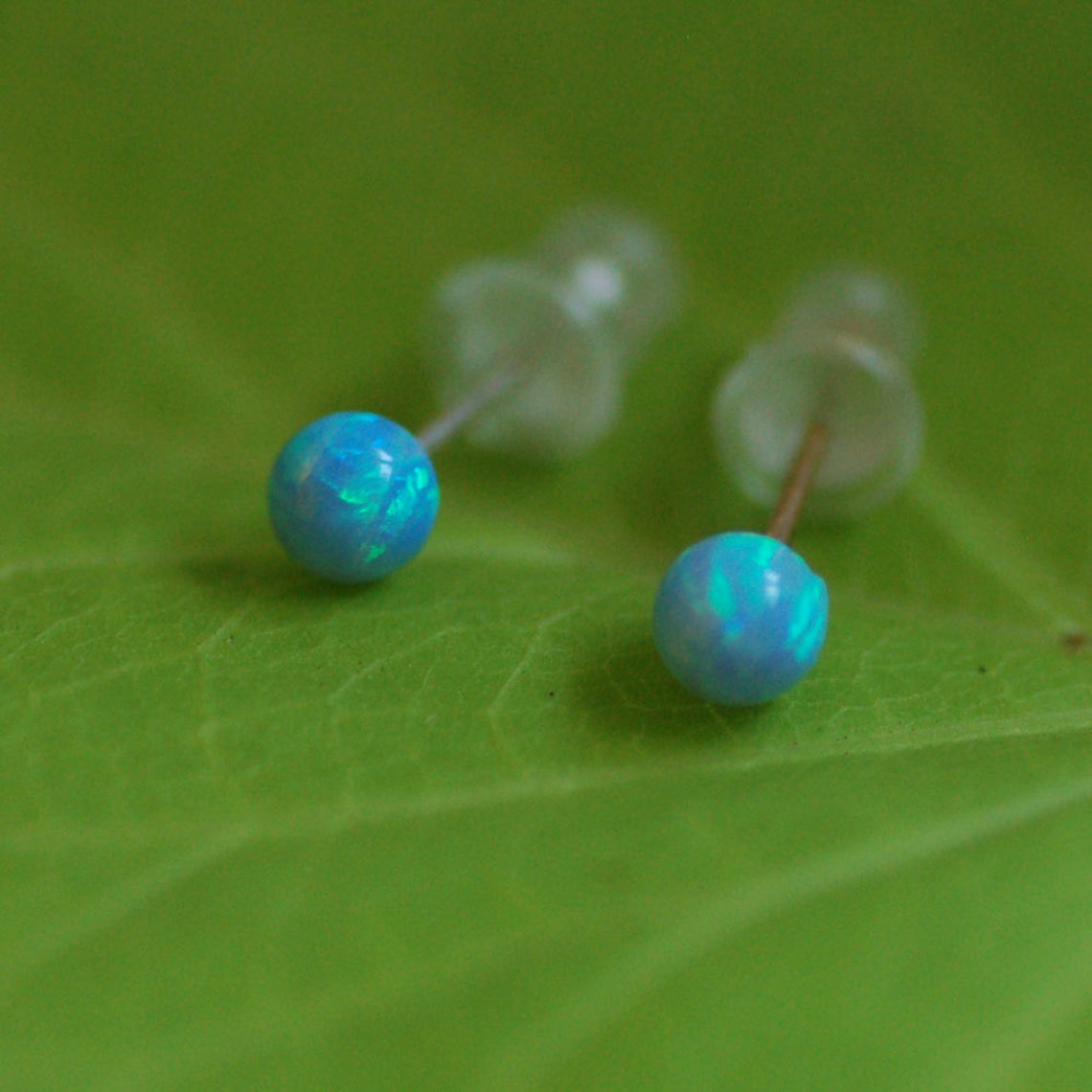 Opal Stud Earrings Gold Opal Earrings 14k Gold Stud Etsy