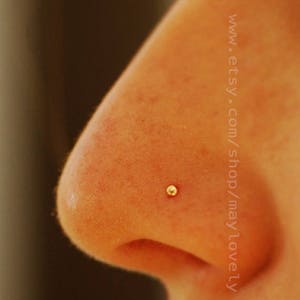 Tiny Nose Stud, 14k gold filled nose stud, Dome head 24 gauge nose stud, DOME head minimalist nose stud, barely there stud, dot nose stud image 3