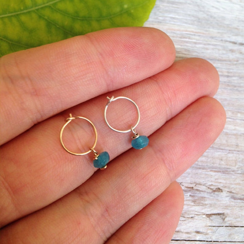 Silver Hoop Earring Small Nose Ring Stone Nose Hoop Nose Etsy
