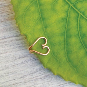 Nose ring, Gold nose cuff, silver body jewelry, No piercing, gold fake piercing, heart nose ring