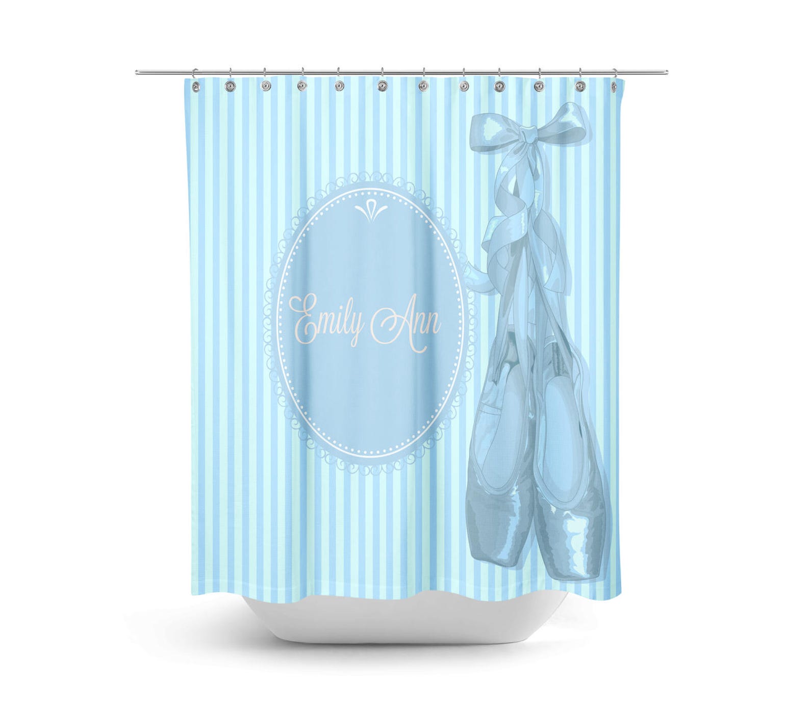 personalized ballet theme shower curtain optional bath mat/towels set