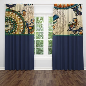 Blue Boho Window Curtains