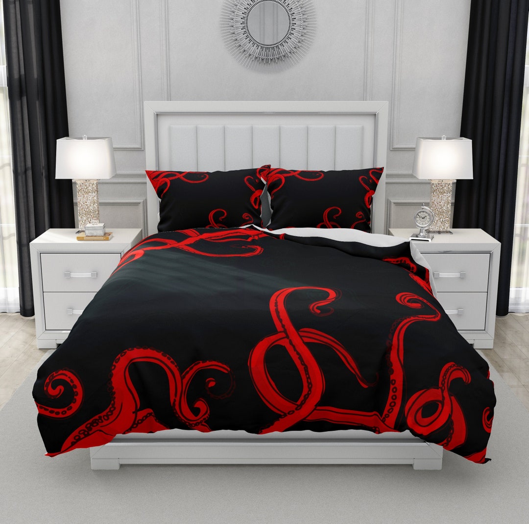 Octopus Bedding Red and Black - Etsy