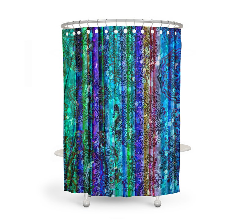 Boho Chic Shower Curtain Gypsy Blue Optional Etsy