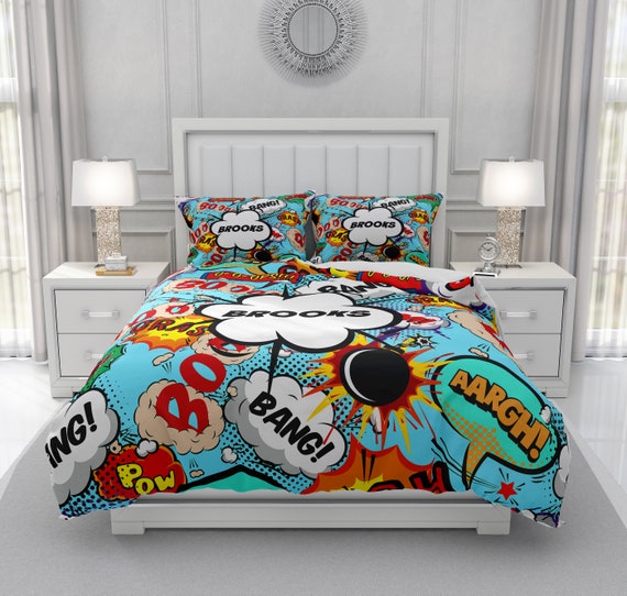 Personalized Comic Book Comforter Duvet Cover Pillow Shams Etsy