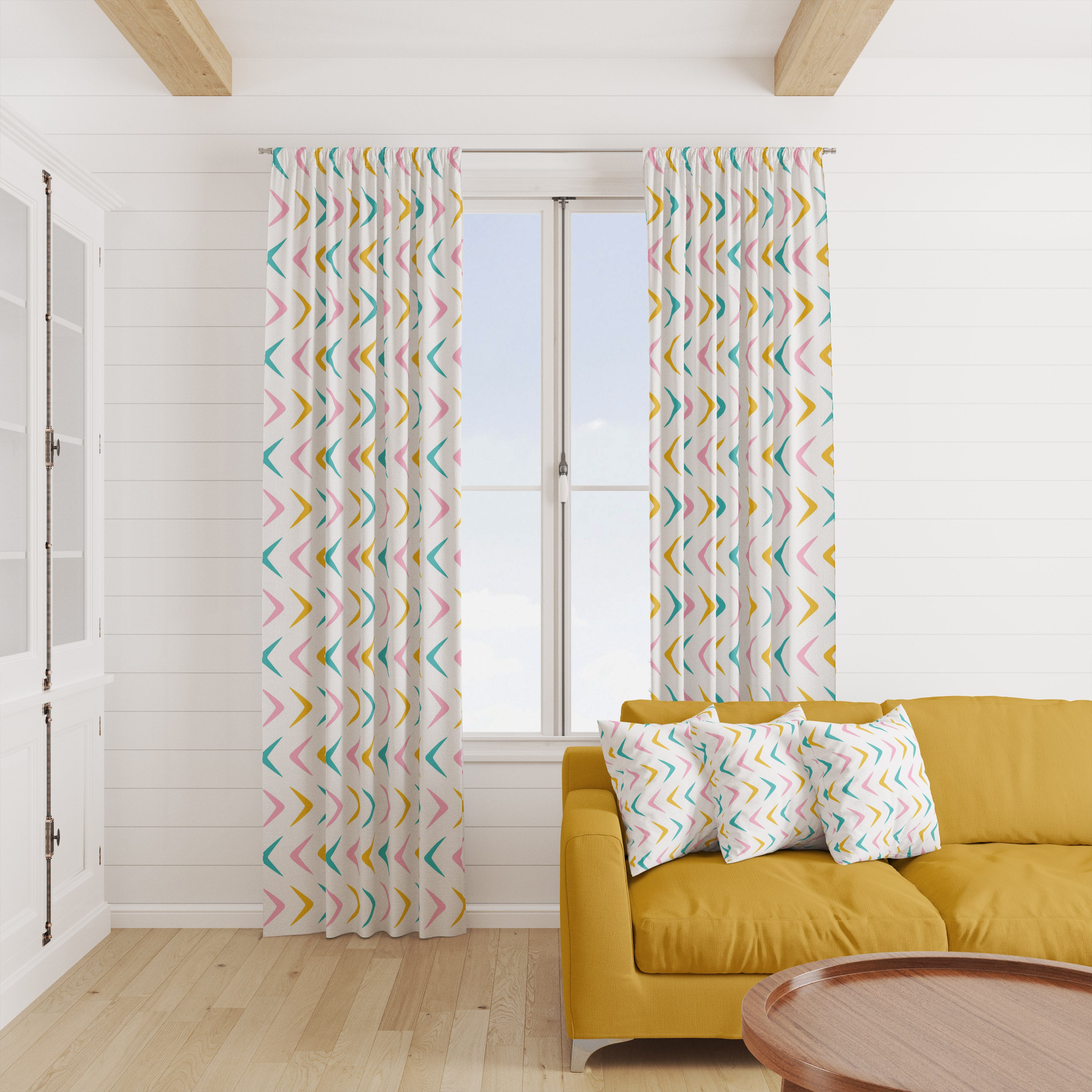 Mid Century Modern Window Curtains Retro Atomic Boomerang Etsy