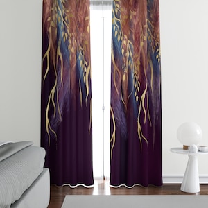 Burgundy Wispy Window Curtains Boho Chic