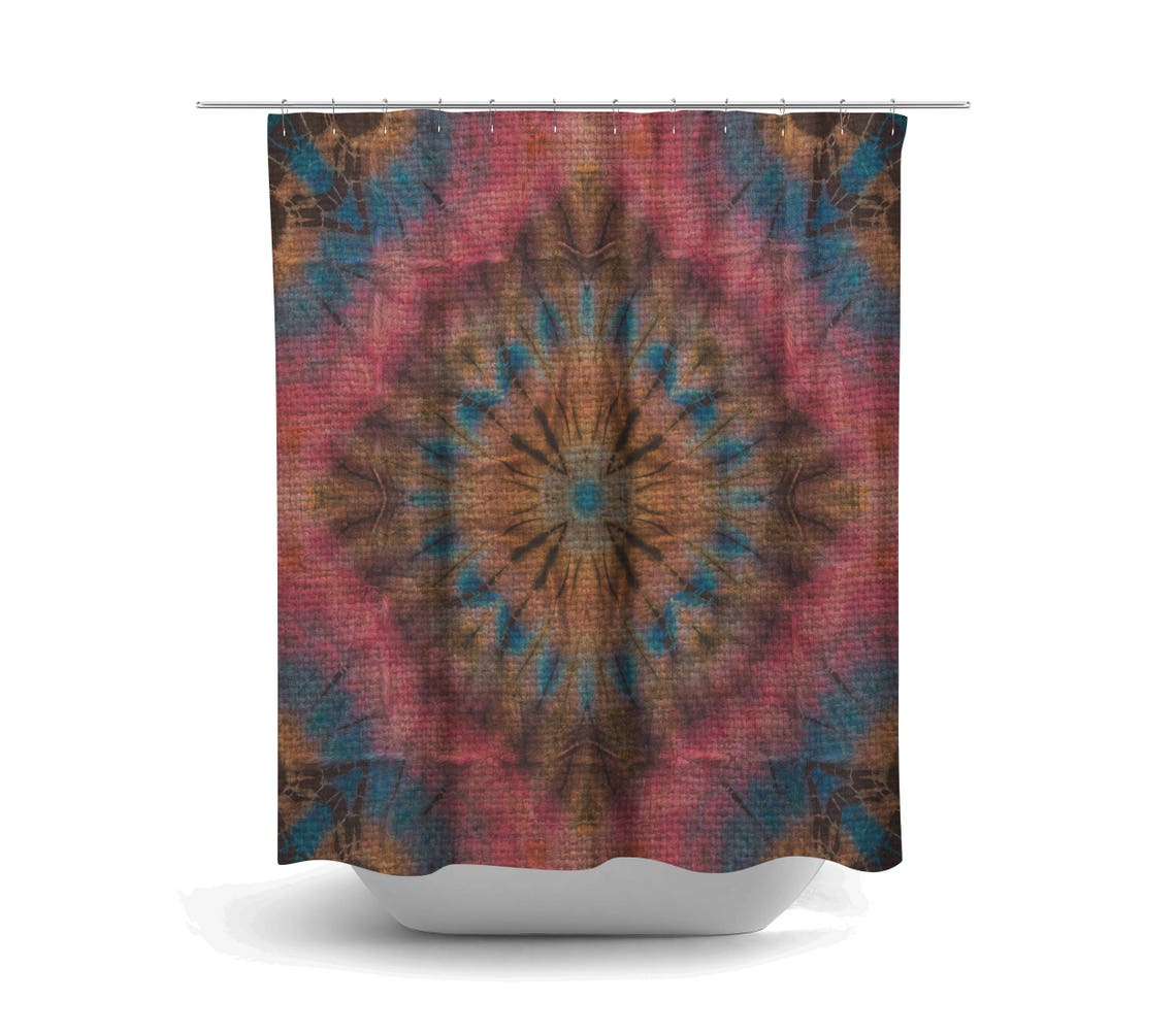 Hippie Faux Tie Dye Shower Curtain Optional Bath Mat Bathroom Etsy