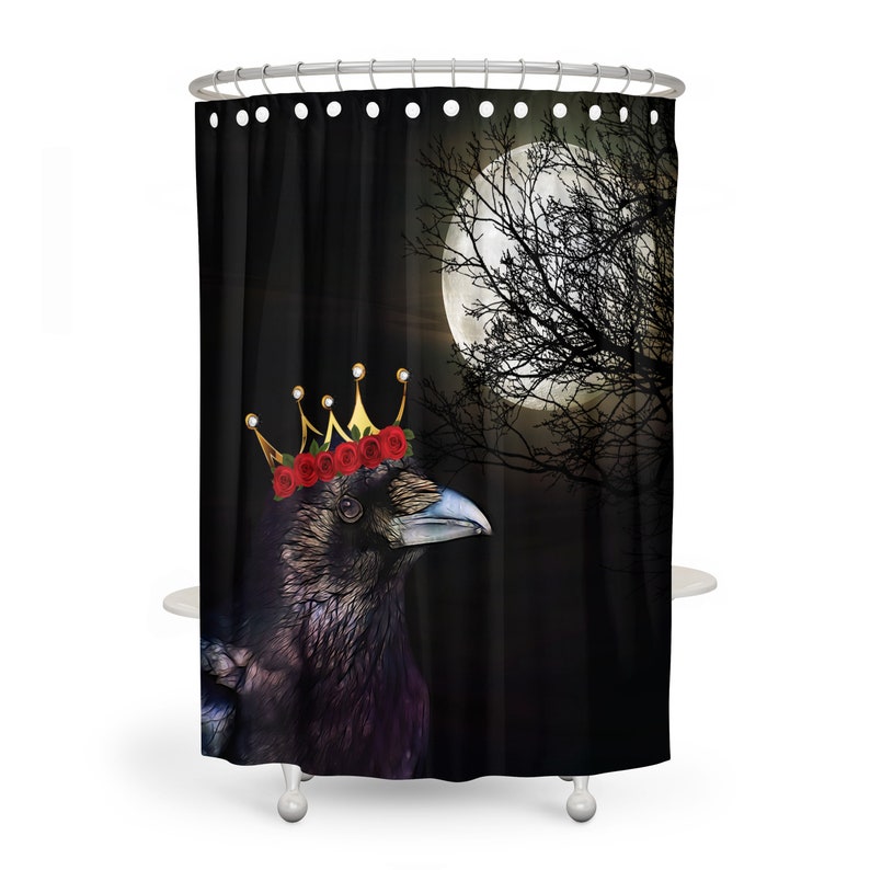 Shower Curtain Gothic Crow Raven and Moon Etsy