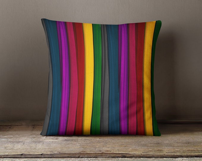 Colorful Stripes Boho Throw Pillow Abstract Pillows