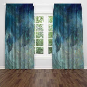 Misty Peacock Window Curtains