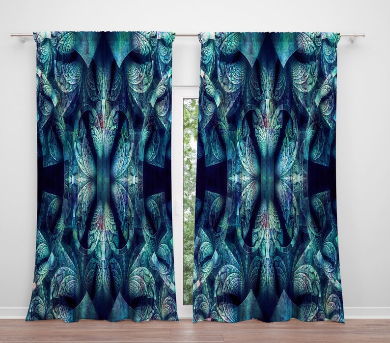 Bohemian Window Curtains blue Boho Chic Custom Curtains Etsy