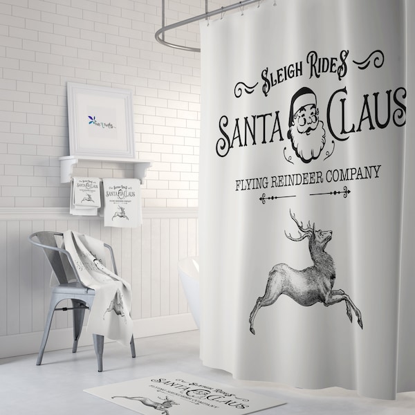 Christmas Shower Curtain Etsy