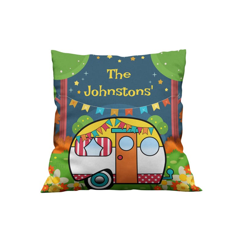 Personalized Vintage Camper Throw Pillow Pillows Glam Camping Etsy