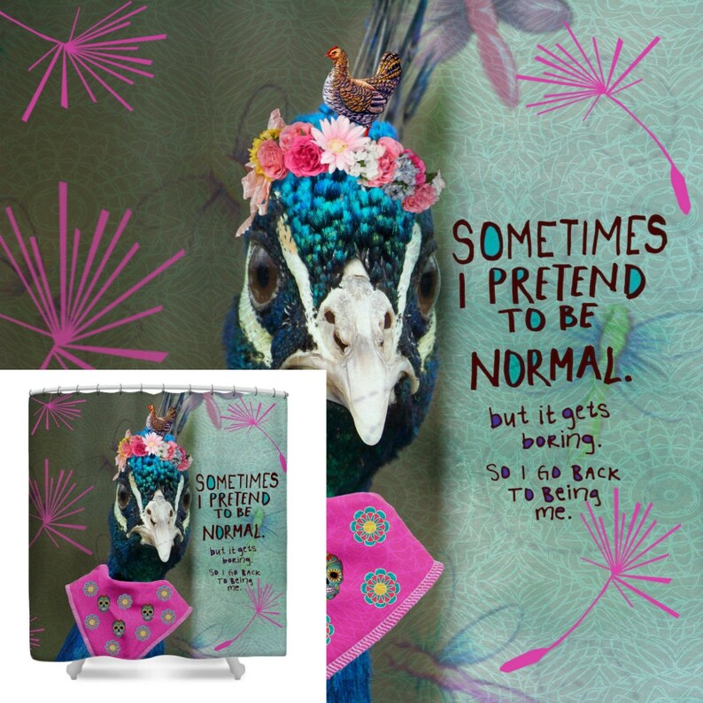 Rideau de douche Paon humoristique Being Me Citation Tapis