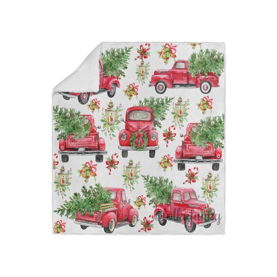Red Truck With Christmas Tree Blanket Sherpa Fleece Etsy