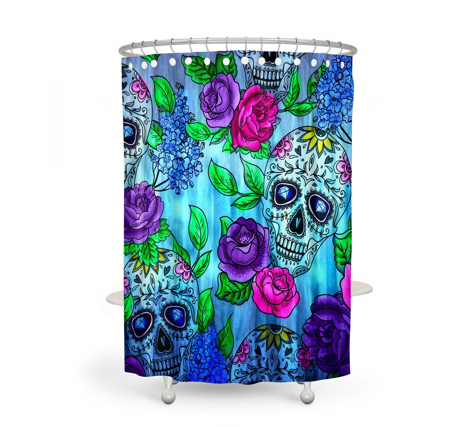 Shower Curtain Sugar Skull Shower Curtain Color Crazy Shower Etsy