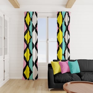 Mid Century Modern Window Curtains Bold Diamonds