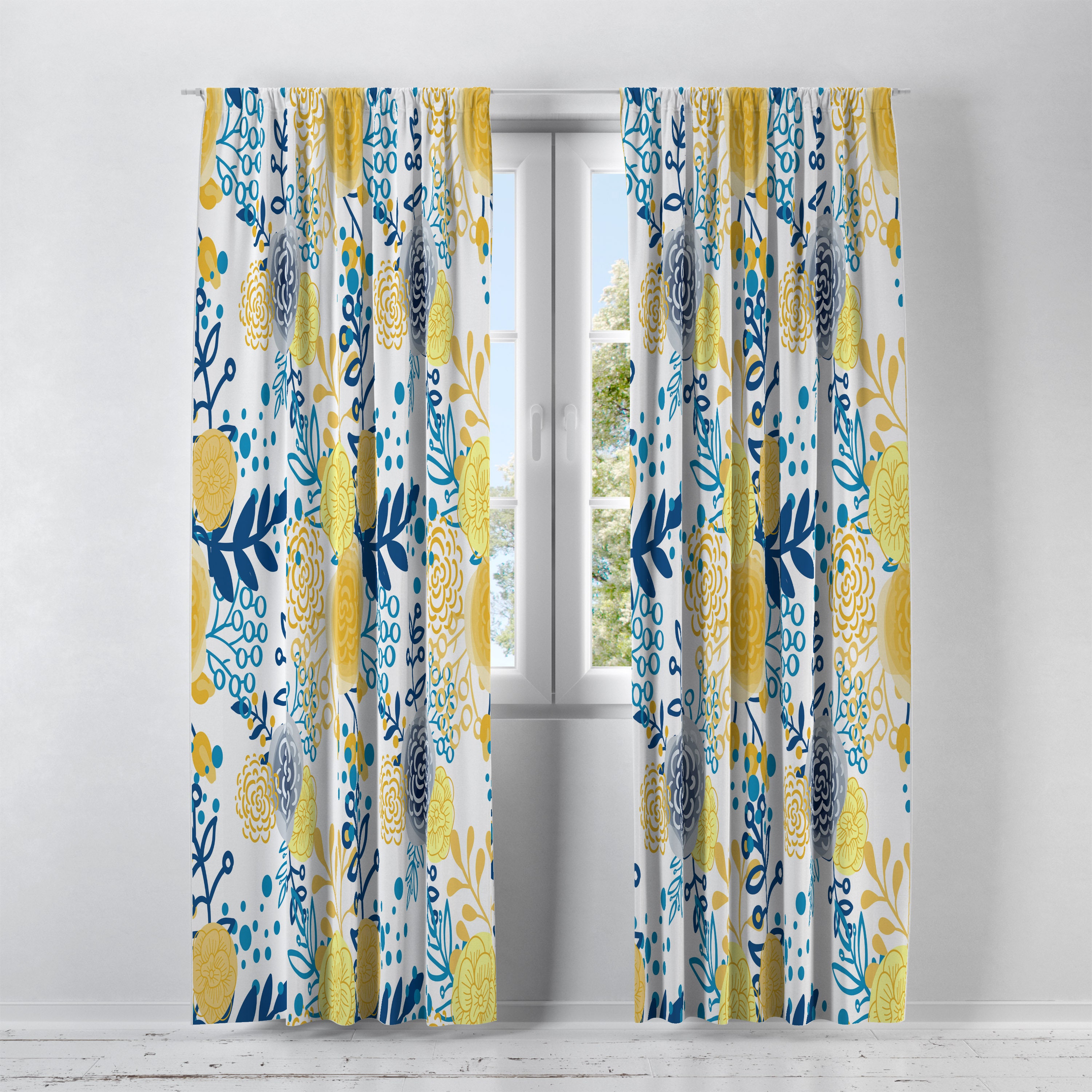 Blue And Yellow Window Valance