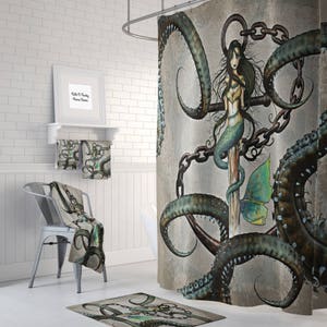 Mermaid and Octopus Shower Curtain