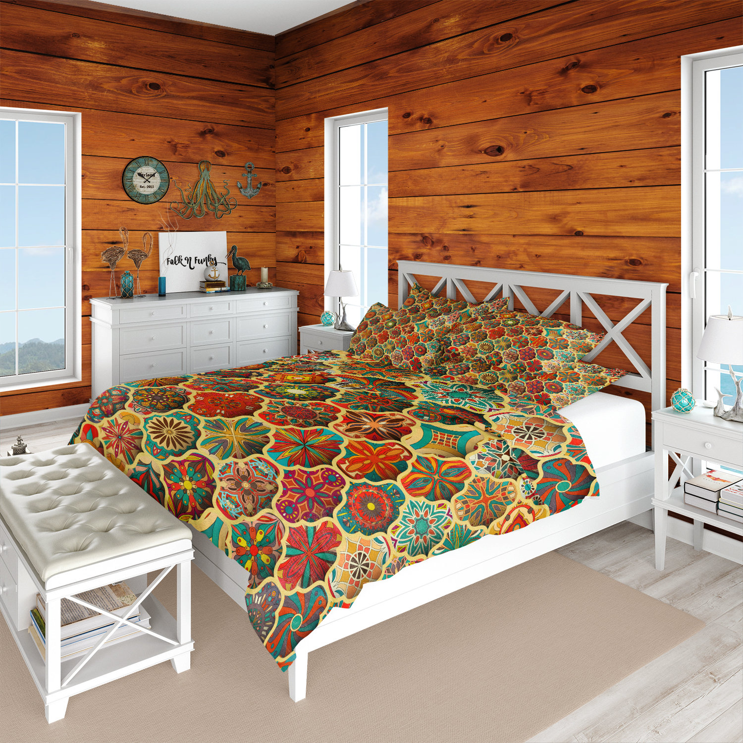 Bohemian Shell Pattern Comforter Set: Twin, Full, Queen, King - Etsy