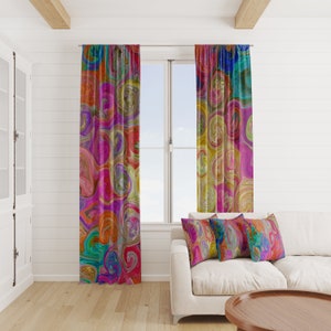Eclectic Swirl Boho Window Curtains Many Options