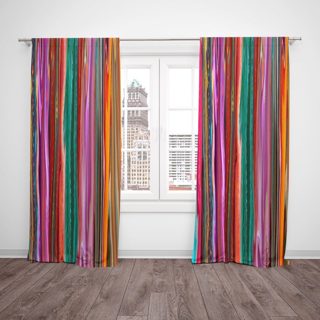 Boho Chic Window Curtains Bohemian Sunset Etsy