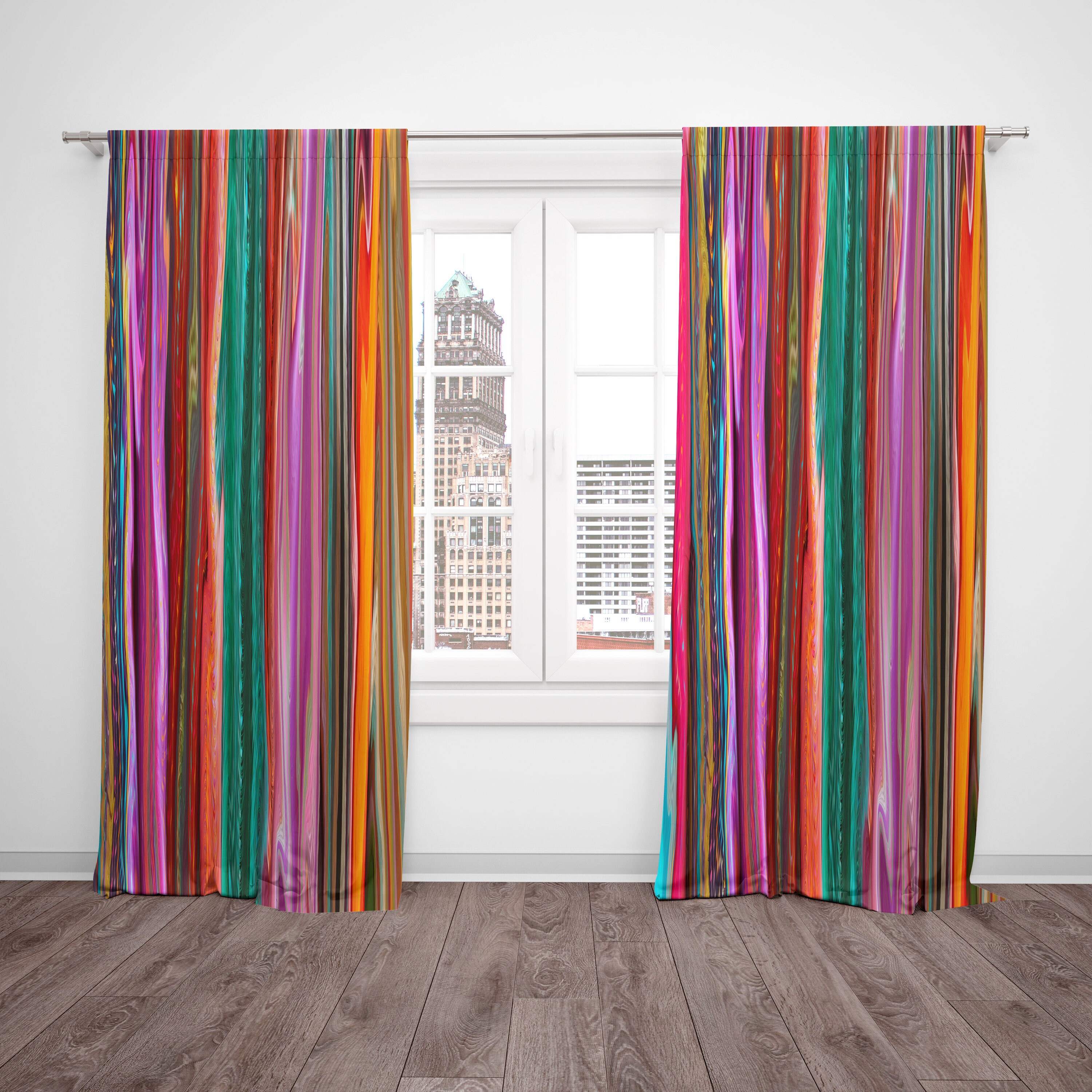 Boho Chic Window Curtains Bohemian Sunset Etsy