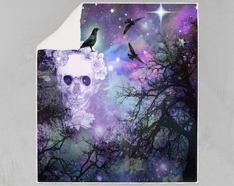 Gothic Night Skull Fleece Blanket