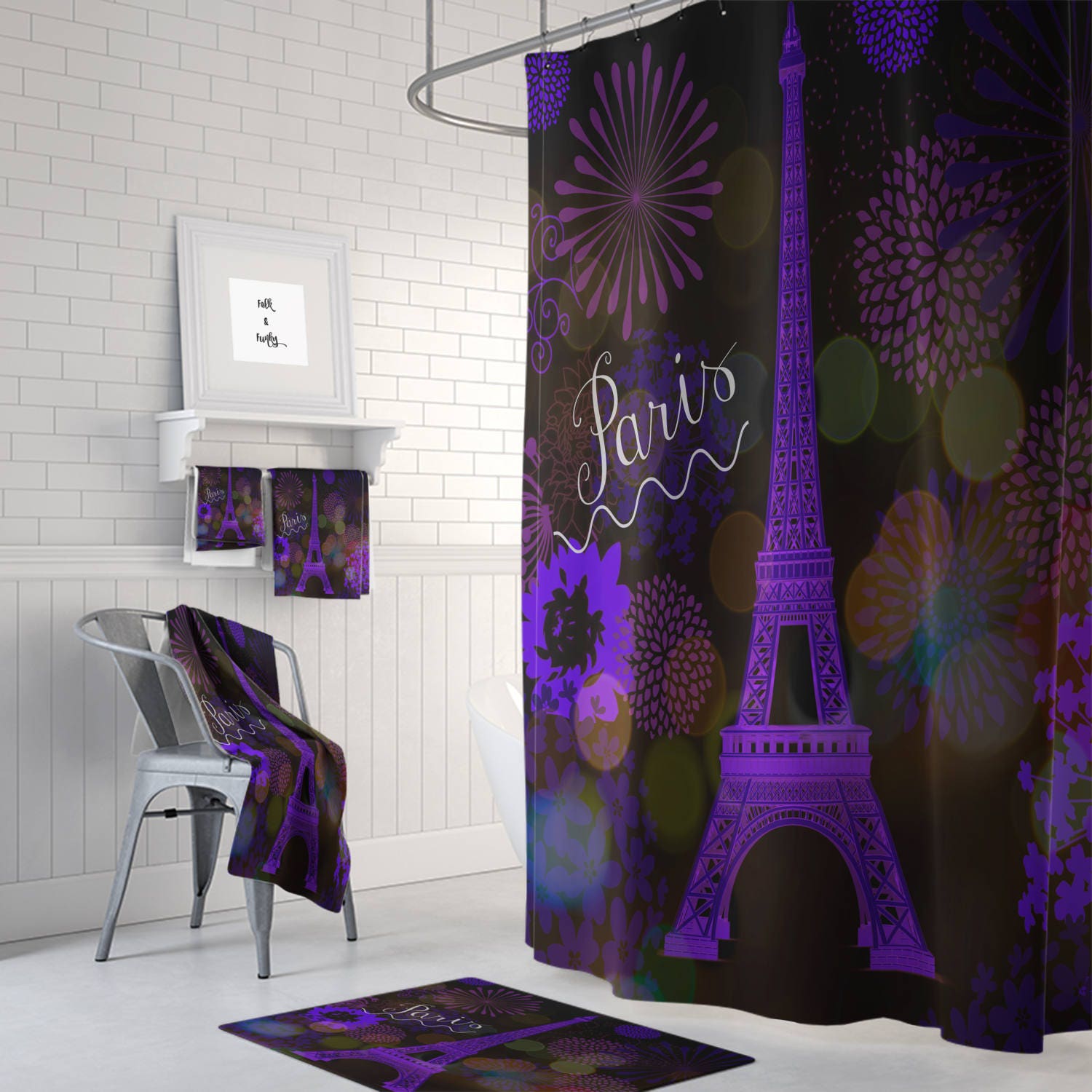 paris themed bath decor