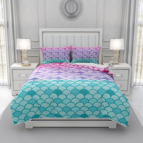Mermaid Pastel Pattern Print Duvet Cover Bedding Set