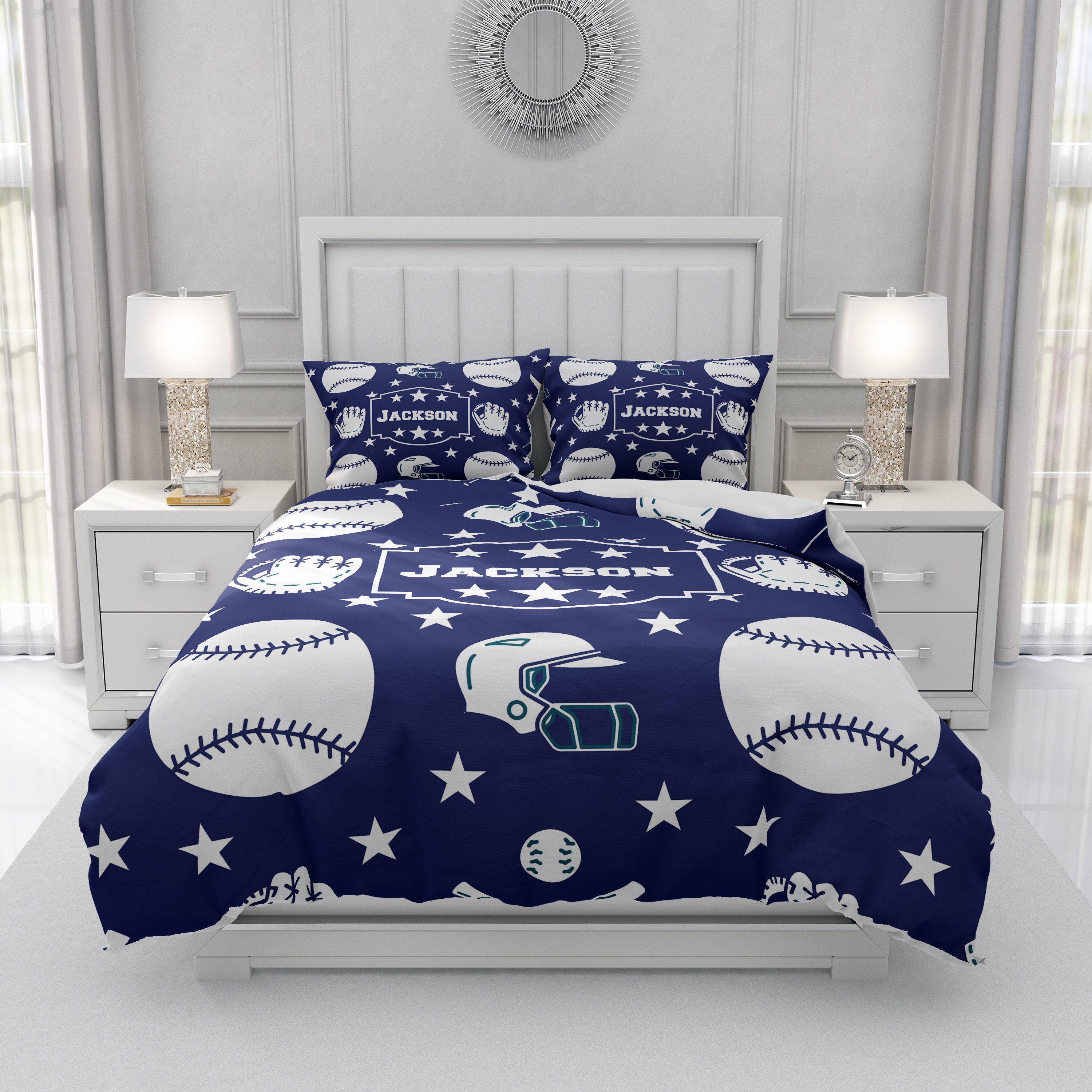 Personalized Baseball Comforter Duvet Cover Pillow Shams