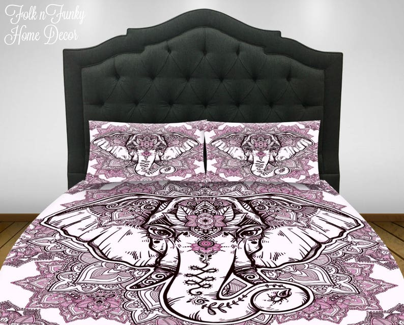 Purple Mandala Boho Elephant Comforter Or Duvet Cover With Etsy