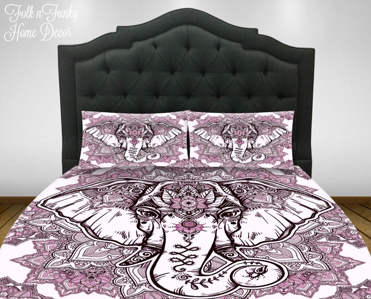 Purple Mandala Boho Elephant Comforter Or Duvet Cover With Etsy