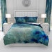 Misty Blue Peacock Comforter, Duvet Cover, Pillow Shams 