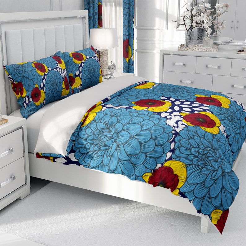 Painted Dahlia Floral Bedding Set Comforter or Duvet Etsy